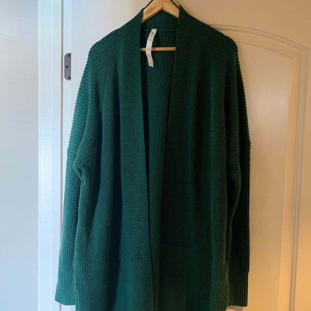 Lululemon long emerald green cardigan